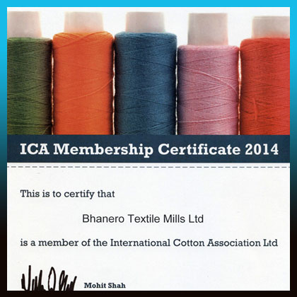 ICA Memembership Certificate 2014 Bhanero Textile Mills Ltd.
