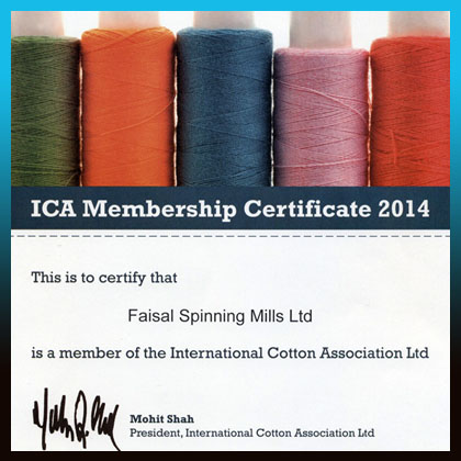 ICA Memembership Certificate 2014 Faisal Spinning Mills Ltd.